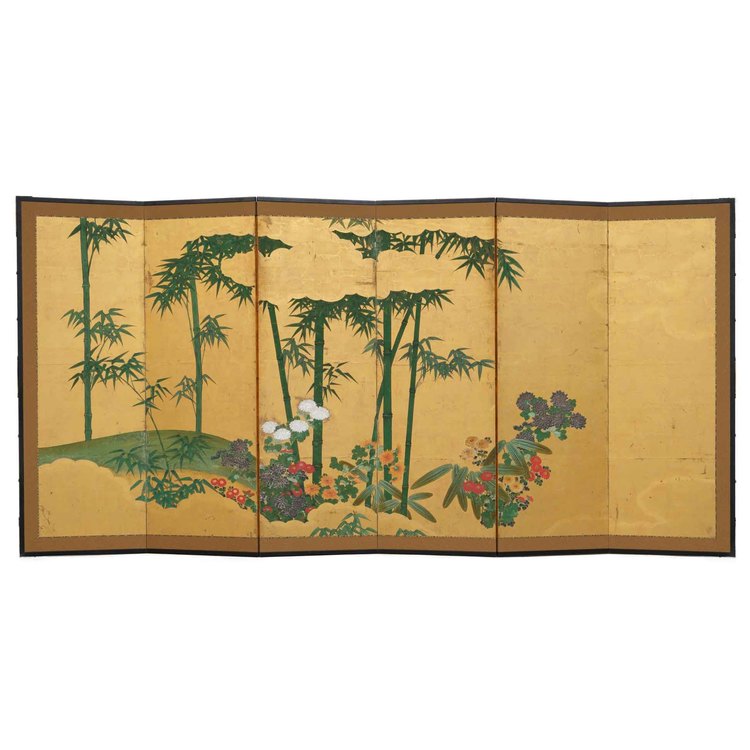 A JAPANESE MID SIZE SIZED BYOBU, EDO PERIOD (1600-1868)