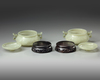 A PAIR OF CHINESE JADE BOWLS WITH COVERS, QING DYNASTY (1644-1912)