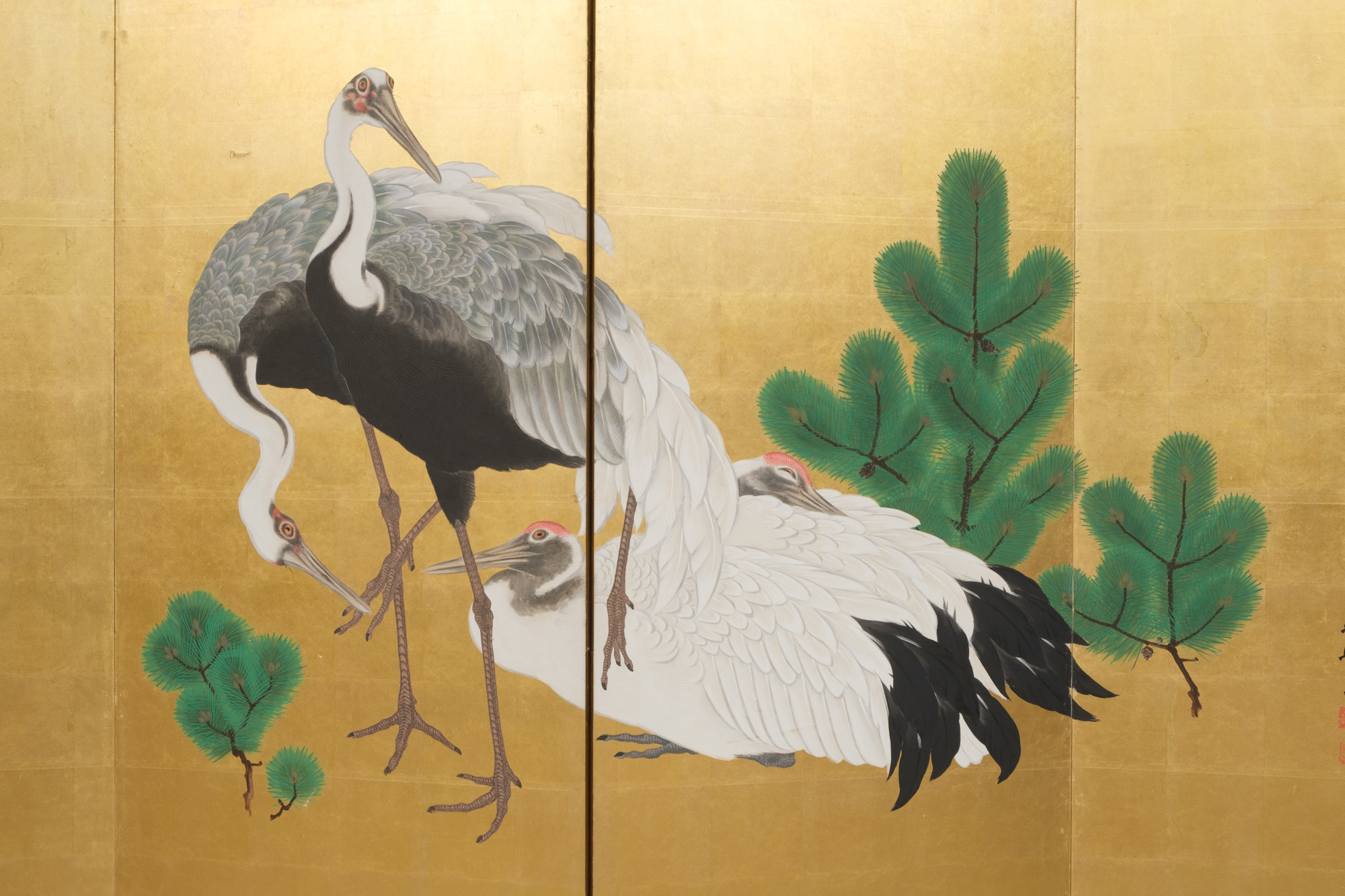 A LARGE JAPANESE SIX-PANEL BYÔBU 屏風 (ROOM DIVIDER) BY GANRYÔ 