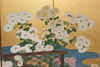 A JAPANESE FLORAL SIX PANEL SCREEN, MEIJI PERIOD (1868-1912)