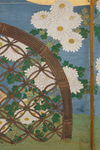 A JAPANESE FLORAL SIX PANEL SCREEN, MEIJI PERIOD (1868-1912)
