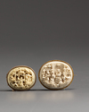 Two Cantonese carved ivory oval brooches