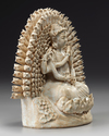 A CHINESE QINGBAI STATUE OF GUANYIN, MING DYNASTY (1368-1644)