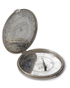 A SILVER PORTABLE FOLDABLE OTTOMAN QIBLA FINDER WITH COMPASS AND DOUBLE SUNDIAL, 19TH CENTURY