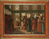 A PAINTING DEPICTING AN EUROPEAN AMBASSADOR IN AUDIENCE WITH THE GRAND VIZIER, SECOND HALF 18TH CENTURY
