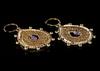 A PAIR OF BYZANTINE GOLD EARRINGS WITH PEARLS AND AMETHYST, CIRCA  6TH-7TH CENTURY AD