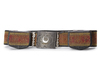 IHRAM BELT, LEATHER, SILK AND LINEN WITH METAL BUCKLE, 19TH CENTURY