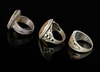 THREE AGATE SEAL SILVER RINGS