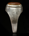 AN AGATE SEAL SILVER RING