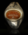 AN AGATE SEAL SILVER RING