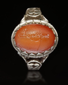 AN AGATE SEAL SILVER RING