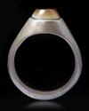 AN AGATE SEAL SILVER RING