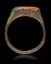 AN AGATE SEAL SILVER RING