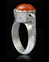 AN AGATE SEAL SILVER RING, 7TH - 8TH CENTURY