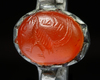 AN AGATE SEAL SILVER RING, 7TH - 8TH CENTURY
