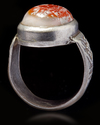 AN AGATE SEAL SILVER RING, 11TH CENTURY