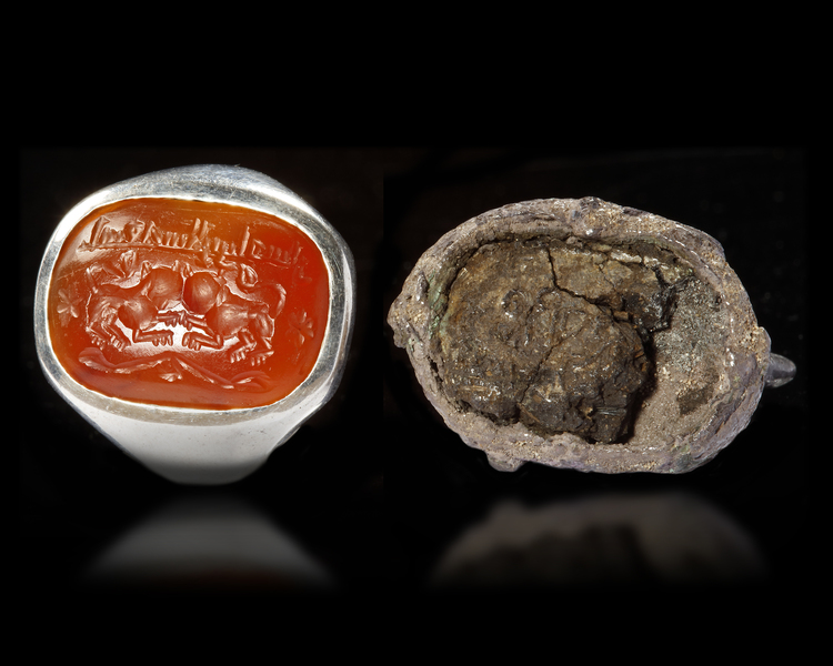 TWO AGATE SILVER RINGS