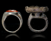 TWO AGATE SILVER RINGS