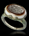 AN AGATE SEAL SILVER RING