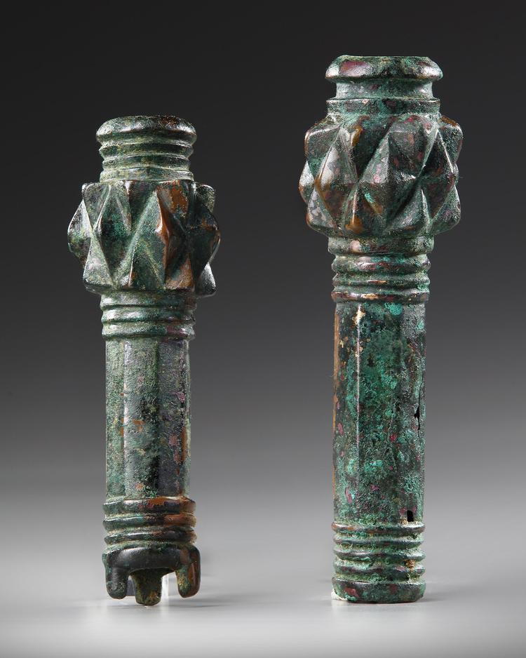 TWO LURISTAN BRONZE MACE-HEADS, CIRCA LATE 2ND/EARLY 1ST CENTURY B.C.