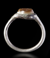 AN OVAL AGATE SILVER RING, 11TH CENTURY