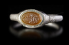 AN OVAL AGATE SILVER RING, 11TH CENTURY