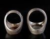 TWO AGATE AND JADE SILVER RINGS, 19TH - 20TH CENTURY