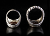 TWO AGATE SEAL SILVER RINGS