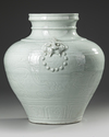 A CHINESE PALE CELADON GLAZED JAR, 19TH-20TH CENTURY