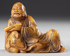 A CHINESE SOAPSTONE CARVED LUOHAN, 20TH CENTURY
