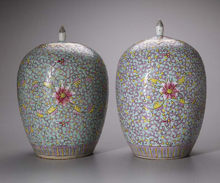 A Pair Of Chinese Famille Rose Vases Th Century