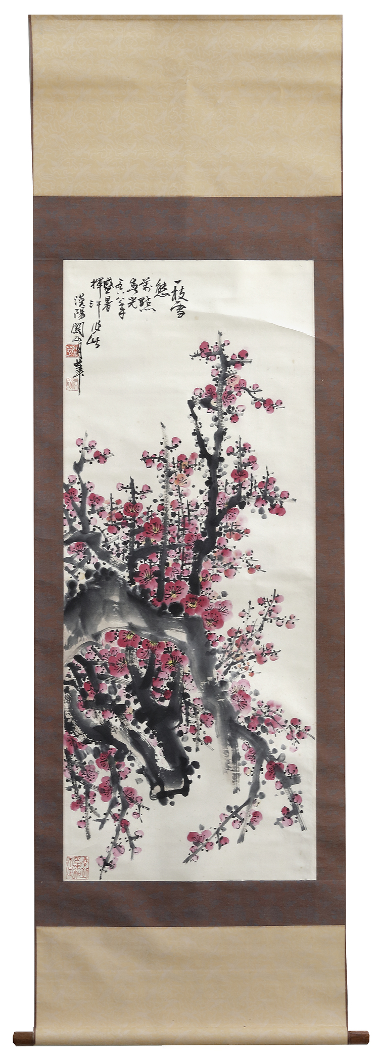 A CHINESE CHERRY BLOSSOMING TREE SCROLL, 20TH CENTURY