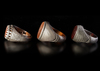 THREE AGATE SEAL SILVER RINGS