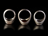 THREE AGATE SEAL SILVER RINGS