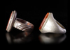 TWO AGATE SEAL SILVER RINGS