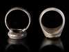 TWO AGATE SEAL SILVER RINGS