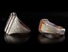 TWO AGATE SEAL SILVER RINGS