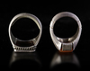 TWO AGATE SEAL SILVER RINGS