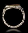 AN AGATE SEAL SILVER RING