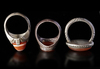 THREE AGATE SEAL SILVER RINGS