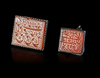 TWO AGATE SEAL SILVER MOUNTED STAMPS