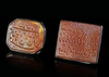 TWO AGATE SEAL SILVER STAMPS