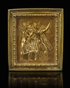 A LARGE ROCK CRYSTAL PLAQUE, ENGRAVED AND MOUNTED IN A SILVER GILDED FRAME, LATE 2ND - EARLY 3RD CENTURY AD