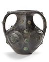 A LARGE CHINESE BURNISHED GRAY POTTERY AMPHORA, HAN DYNASTY (206 BC- 220 AD)