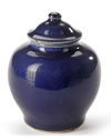 A CHINESE COBALT BLUE JAR AND COVER, LATE MING DYNASTY