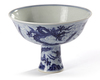 A CHINESE BLUE AND WHITE DRAGON STEM BOWL, XUANDE MARK