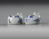 A PAIR OF CHINESE BLUE AND WHITE CAT SHAPED BRUSH WASHERS, MING DYNASTY (1368-1644)