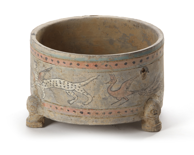 A CHINESE TERRACOTTA INCENSE BURNER, HAN DYNASTY (206 BC206 AD)