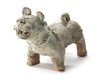 A CHINESE GREEN-GLAZED POTTERY DOG, HAN DYNASTY (206 BC-220 AD)