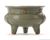 A CHINESE LONGQUAN CELADON TRIPOD CENSER, SONG DYNASTY (960-1279) OR LATER